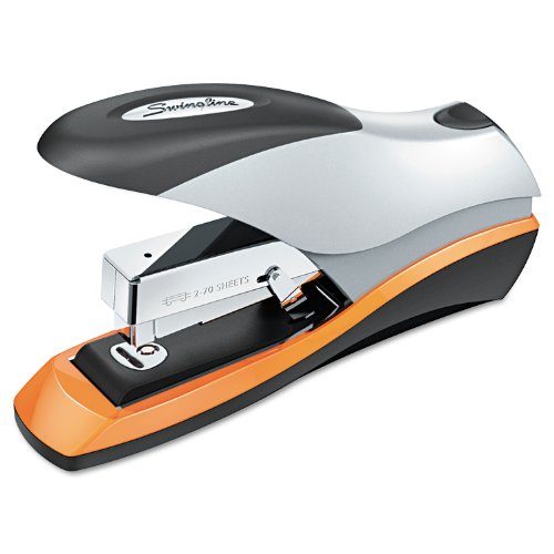 Swingline Optima 70 Full Size Stapler 70 Sheets Jam Free Reduced Effort Silver/Black/Orange