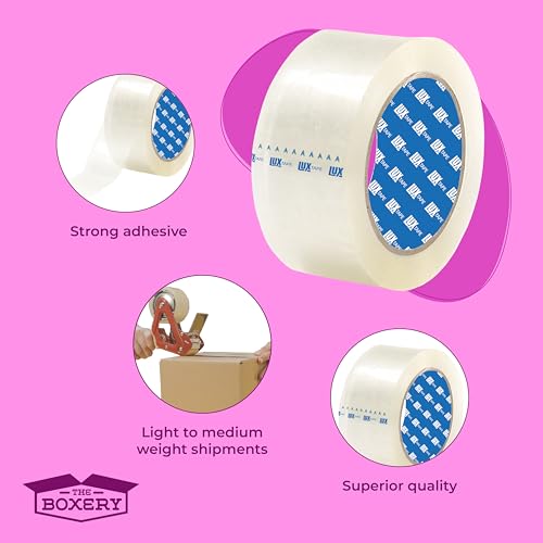 The Boxery 2x110 Yards Clear Packing Tape 36 Rolls - Standard Strength, 1.85 Mil