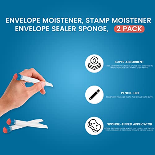 2 Pack Envelope Moistener - Stamp & Sealer Sponge for Letter Sealing