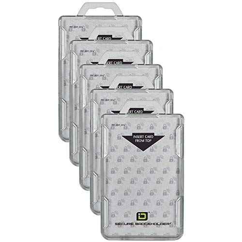 ID Stronghold - Pack of 5 - RFID Blocking Secure Badge Holder - Duolite 2 Card ID Holder - Poly Carbonate - Heavy Duty Plastic ID Badge Holder - USA Molded and Assembled - FIPS 201 Approved