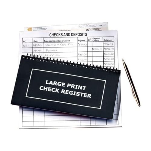 The Giant Print Check Register – Large-Print Spiral Bound 56 Pages, 14 Entries per Page