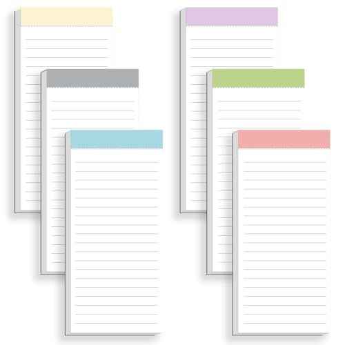 6 Pack Magnetic Notepads for Fridge, Grocery List Magnet Pad for Refrigerator, Memo Notepad with Lined Pages, 50 Sheets per Note Pads To-Do List, Shopping List(300Sheets)