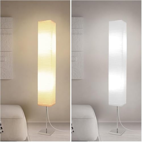 Paper Floor Lamp, Japanese Floor Lamp with Rice Paper Lamp Shade, Corner Paper Lantern Floor Lamp for Bedroom, Office, Living Room Whit No Bulb (Square 2 Pack)