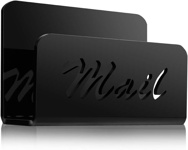 Wishacc Mail Organizer - Stylish Desktop Letter Holder for Home & Office | Black Countertop Design