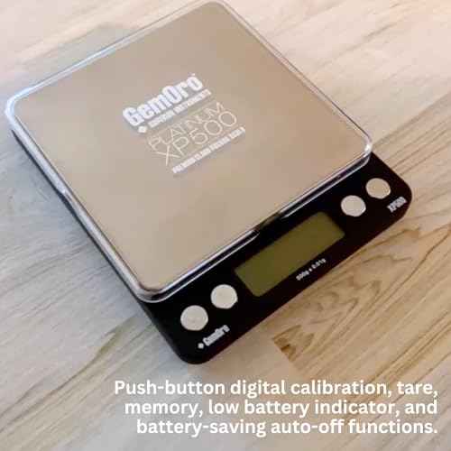 GemOro Platinum XP500 | Durable Precise Jewelers Countertop Portable Pocket Scale | Digital Precision Tool with Expert Professional Reading & Accuracy 500g x 0.01g Readability (Silver)