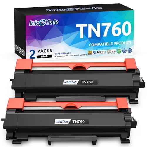 INK E-SALE 2 Packs Remanufactured TN760 Toner Cartridge Replacement for Brother TN760 TN730 TN770 for HL-L2325DW HL-L2350DW HL-L2370DW DCP-L2550DW MFC-L2690DW MFC-L2710DW MFC-L2717DW MFC-L2750DW