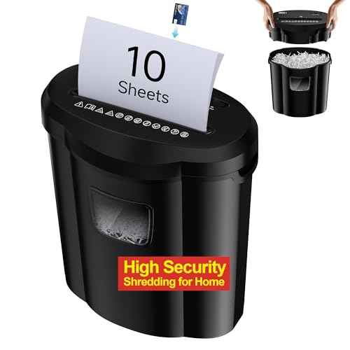 Electric Paper Shredder for Home Use, 10-Sheet, Cross-Cut Paper Shredder 5 Gal Wastebin, Shreds Documents, Credit Cards,Staples, Compact Personal Shredders for Home Office Heavy Duty