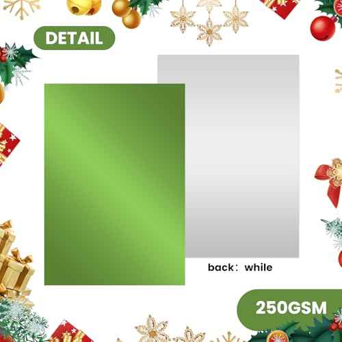 24 Sheets Christmas Metallic Cardstock Paper 8.5 X 11", 92lb Thick Gold Foil Cardstock Shiny Mirror Paper Glitter Paper for Crafts Scrapbook Card Making Invitations (Red Green Gold Silver)