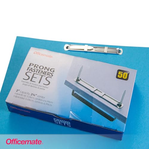 Officemate Prong Paper Fasteners, 2 inch Capacity, 2.75 Base, Box of