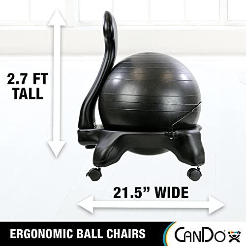 CanDo 22" Ball Chair – Inflatable Ergonomic Active Seating with Air Pump, Black