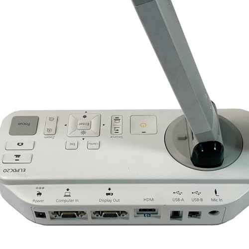 Epson ELPDC20 Document Camera 120x Total Zoom Visualiser USB 2.0 HDMI, Bundle AC Adapter, HDMI Cable, VGA Cable (Renewed)
