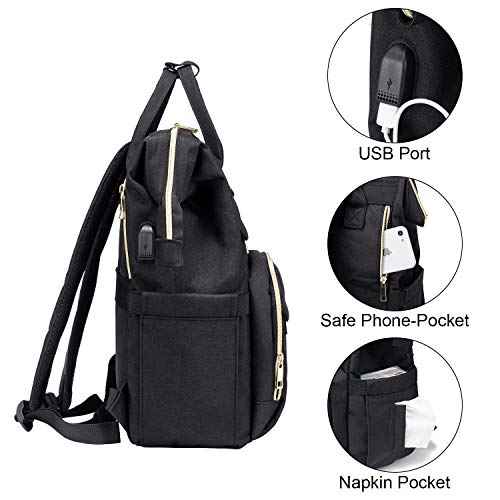 LOVEVOOK Nurse Backpack Laptop Backpack for Women with Stethoscope Case & USB Charging Port Anti Theft Travel Backpacks Doctor Bag Fits 15.6 Inch Laptop and Notebook, Black