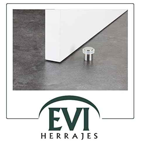 Pack of 2 EVI Door Stoppers | Stainless Steel Door Stopper - Screw Fastening - White Rubber Protector - 0.79 x 0.99 Inch Door Stop