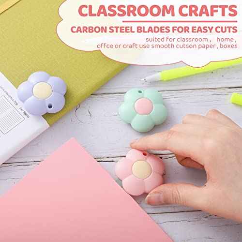 Honoson 8 Pieces Mini Utility Knives Cloud and Flower Shaped Box Cutter Retractable Letter Opener Paper Envelope Carton Portable Cutter with Hole for Office and Home Use(Flower)