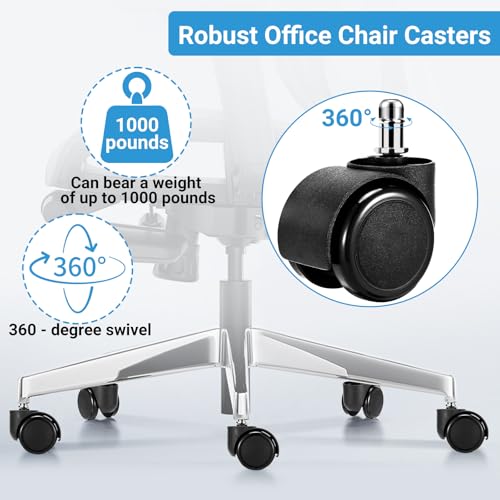 2-Inch Office Chair Casters Wheels Replacement with 11mm Stem – 5 Pack