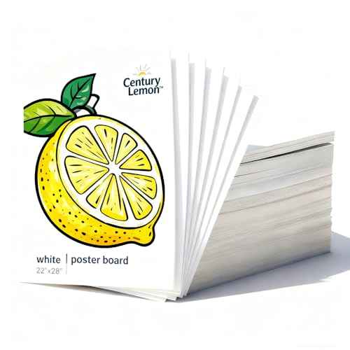 Century Lemon¢â 22" x 28" White Poster Board, 50 Sheets Superb Multipurpose Bulk Poster Board for School, Office, and Craft Projects, 256-83-002
