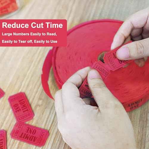 L LIKED 2000 Raffle Tickets,Single Rolls, Admit One,Consecutive Numbers Ticket for Events, Entry, Class Reward, Carnivals & Prizes- Red (1 of 4 Colors)