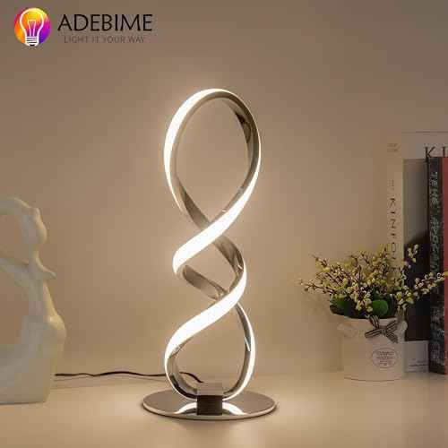 LED Spiral Bedside Table Lamp, Stepless Dimmable 12W 3000K Warm White, Modern Nightstand Desk Lamp for Bedroom, Living Room?, Sliver