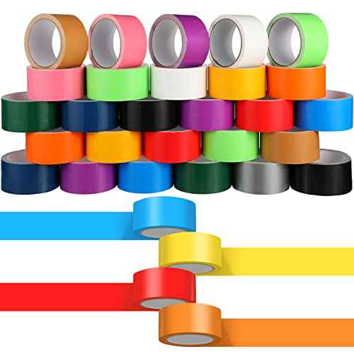 Fainne 24 Rolls Colored Duct Tape Bulk, Duct Tape Heavy Duty Waterproof, Multi Purposes, No Residue, Tear by Hand for Indoor Outdoor Use (Colorful,10 Yards X 2 Inches)
