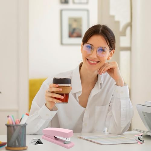 UPSIME Pink Office Stapler Set with Staples & Remover – Cute Desk Supplies