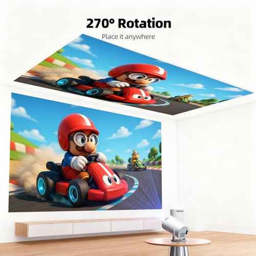Projector with WiFi and Bluetooth- Mini Projector, 4K Support Android 11.0 Portable Movie Projector, 270¡Æ Rotation Automatic Vertical Keystone Correction, Compatible with iphone/TV Stick/HDMI/USB