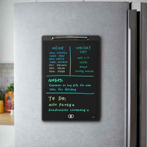 Magnetic Dry Erase Board for Fridge, 9.8¡±¡¿6.7¡± Small LCD Writing Tablet Blackboard Grocery to Do List Magnet Pad Black White Whiteboard Adult Chore Chart Refrigerator Digital Notepad Message Center