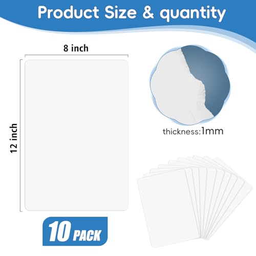 HSDAV 10 Pack Small Double-Sided Whiteboards - Blank Dry-Erase Boards for Office & Classroom (12x8 inches) - Variation: Blank Whiteboard