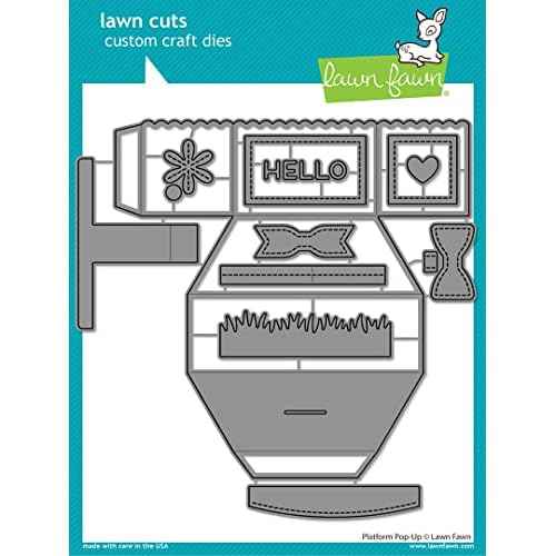Lawn Fawn Platform Pop-Up Interactive Die and Add-on Die (LF2792 LF2793) Plus 1 Die Storage Envelope, Bundle of 3 Items