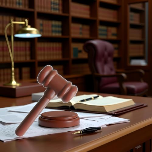 Wooden Judge Gavel Cartoon Style Costume Accessory for Courtroom Role Play & Desk Decor