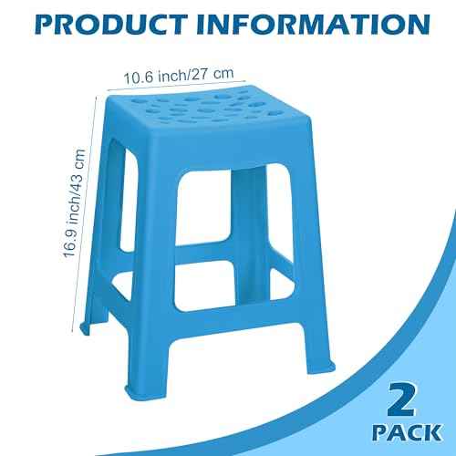 TURSTIN 2 Pack Plastic Stools 16.9 Inch Blue Nesting Stools Portable Backless Bar Stool Flexible Seating Chairs for Classroom Office Home