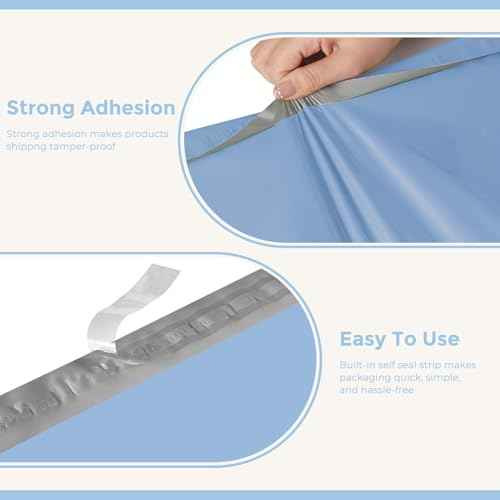Metronic Poly Mailers 12x15.5 500pcs, Medium Size Shipping Bags for Clothes Bulk, Self-Seal Mailers Poly Bags Shipping Envelopes for Small Business, Waterproof Packaging Mailing Bags, Light Blue