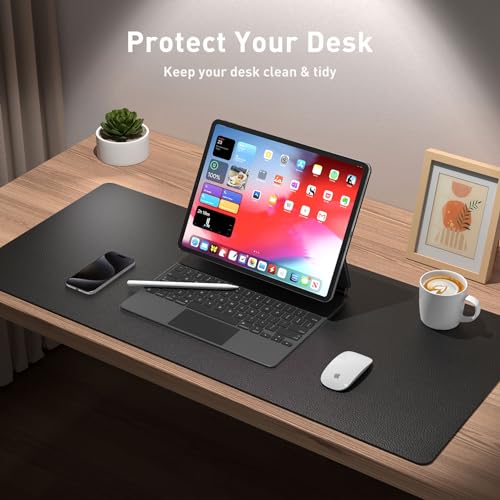 Aothia Waterproof Non-Slip Desk Pad Protector 23.6 x 13.7 Inches Black