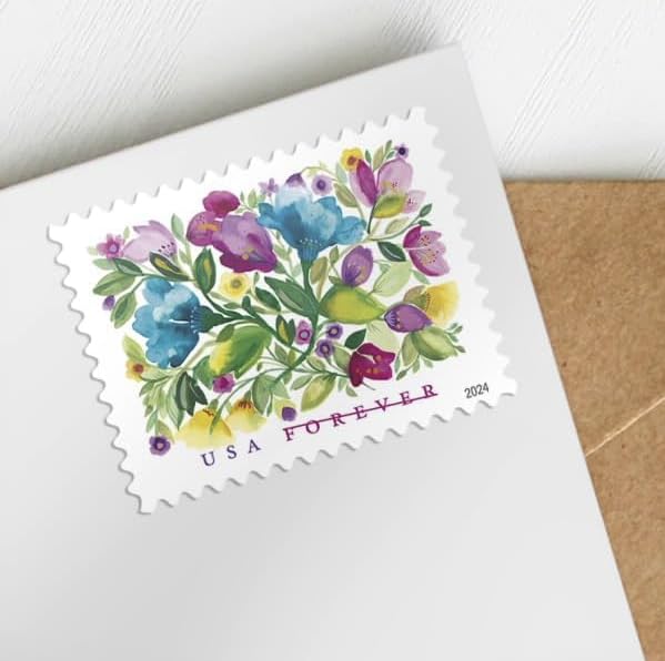 Celebration Blooms 2024 Forever Stamps - 100 Floral First-Class Postage Sheets