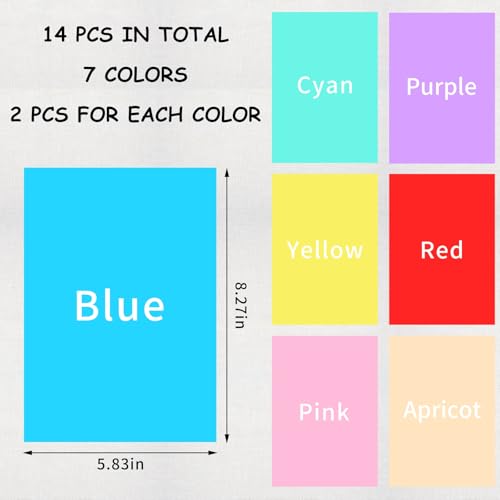 A5 14 Pack Guided Reading Strips & Colored Overlays - 7 Colors, 8.5 x 5.7in | Dyslexia Reading Aids
