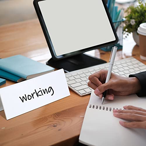Seajan 24 Sets Reusable Name Tent Cards with Black Dry Erase Markers and Eraser Dry Erase Name Tents for Meetings White Name Plate for Weddings Classroom Office, 8.66 x 1.97 x 2.76 Inch