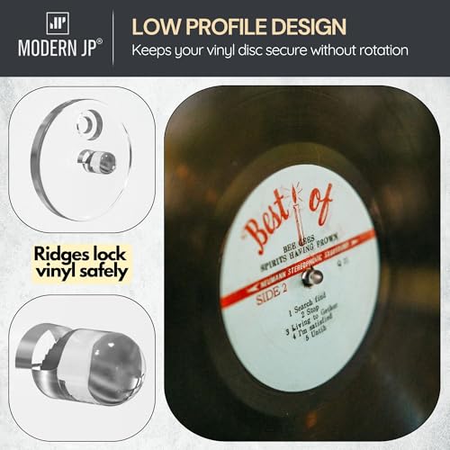 Modern JP Clear 4-Pack Adhesive Vinyl Wall Mount for Discs – Minimalist Record Display