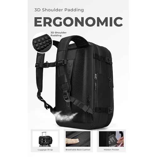AirVault Vacuum Seal Travel Backpack 60L with Expandable Vortex Air Compression Vacuum System Water Resistant TSA Lock (Vacuum Pump Included, Black, 60L)