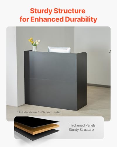 VEVOR Reception Desk 47 Inch Front Counter Table - Black