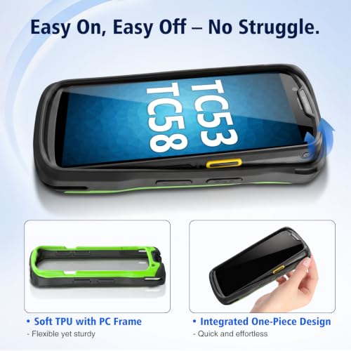 Green Zebra TC53/TC58 Protective Case Cover with Handstrap & Tempered Glass
