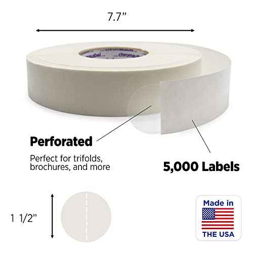 ChromaLabel 1.50 Inch Round Clear Wafer Seals, 5000 Stickers per Roll, Perforated