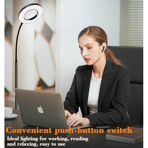 LED Floor Lamp,Tall Standing Floor Lamps,Adjustable Gooseneck ReadingReading Light, no Remote Control Required, Minimalist Style for Bedroom Office Living Room