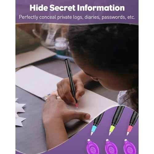 Uniclife 3 Pcs Invisible Ink Pen with 3 Pcs UV LED Keychain Flashlight, Spy Pen, Disappearing Ink Magic Pen for Secret Notes, Magic Spy Marker with Purple Light for Christmas Halloween Holiday Present