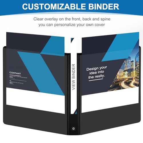 1-inch 3-Ring Binder, 1" Round Ring Binder with 2 Inside Pockets, 8 Pack Black Binders, Clear View Cover, Holds 8.5'' x 11''Paper for Office/Home/Back to School