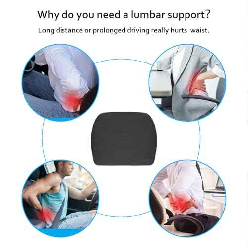 Lumbar Support Pillow Ergonomic Memory Foam Lumbar Pillow for Lower Back Pain Relief - Back Cushion for Driving, Chair Support for Car, Office & Gaming Chairs (Black, 1PC)