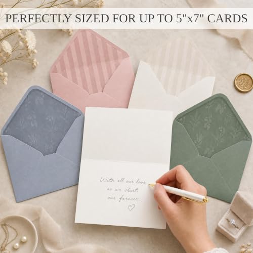 Set of 50 Self-Sealing 5x7 Invitation Envelopes in 5 Colors – Elegant Wedding & Event Supplies