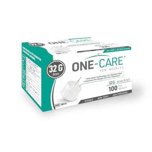 ONE-CARE Pen Tips, 32G x 8mm, Sterile, Seal and Cover, Universal Design, Optimal Skin-Contact ? Pack of 100/box