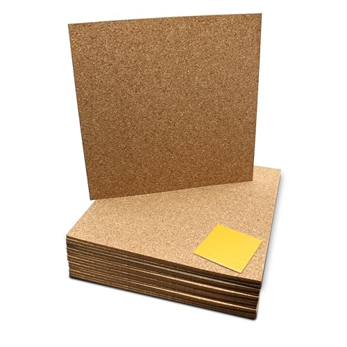 Flipside Products 12" x 12" x 5mm Natural Brown Cork Squares, Wall Tiles, Square Pinning Cork Board, Bulletin Board Mini Wall Board - 16 Pack