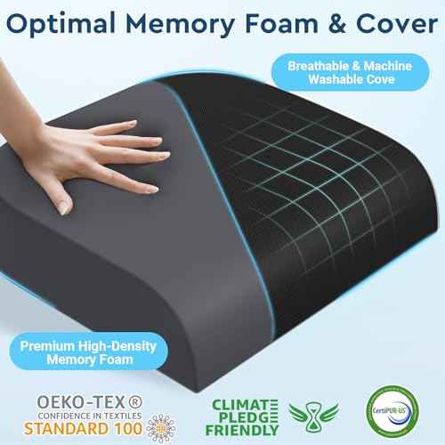 Seat Cushion, Memory Foam Office Chair Cushions for Long Sitting Hours, Chair Pad for Sciatica, Coccyx, Tailbone, Hip Pain & Pressure Relief, Office, Home, Car Seats, Airplane, Black/Large
