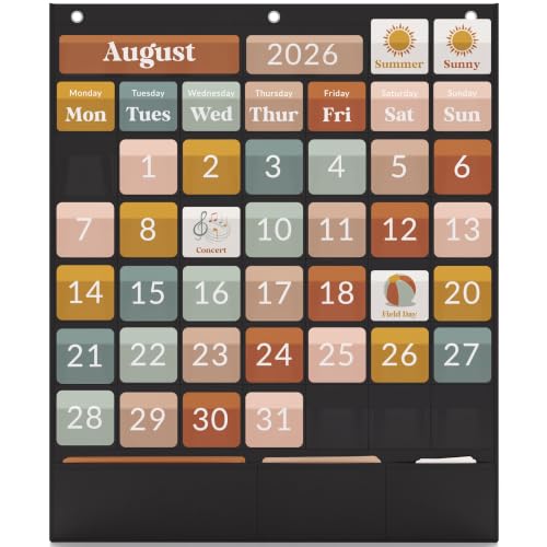 Kids Classroom Calendar Pocket Chart with 86 Colorful Cards - Educational Classroom & Home Learning