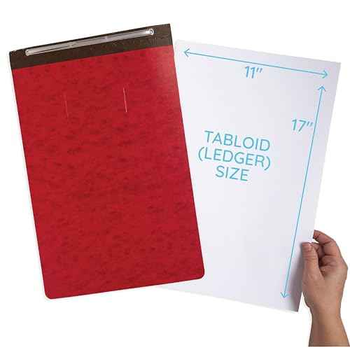 Blue Summit 10 Pressboard Report Covers with Fasteners, 11x17 Folder for Blueprints, 11x17 Portfolio Binder, 3¡± Capacity, Red, 10 Pack